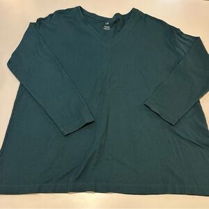 J Jill Green V Neck Knit Long Sleeve Tunic Size Large